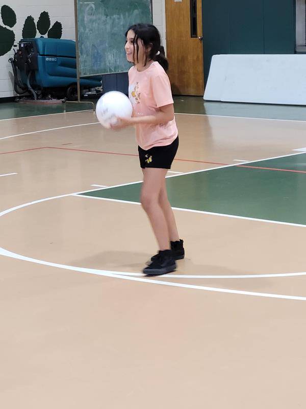 Volleyball practice at St. Michael School on the first day of school.