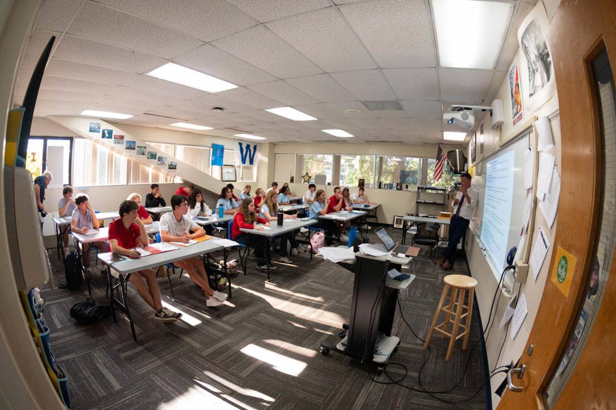 Students start the new year at Charlotte Catholic High School.