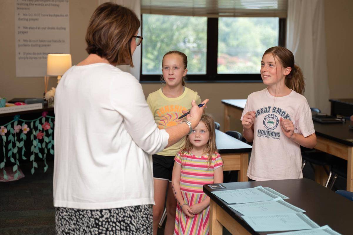 Students meet teachers at Holy Trinity Middle School.