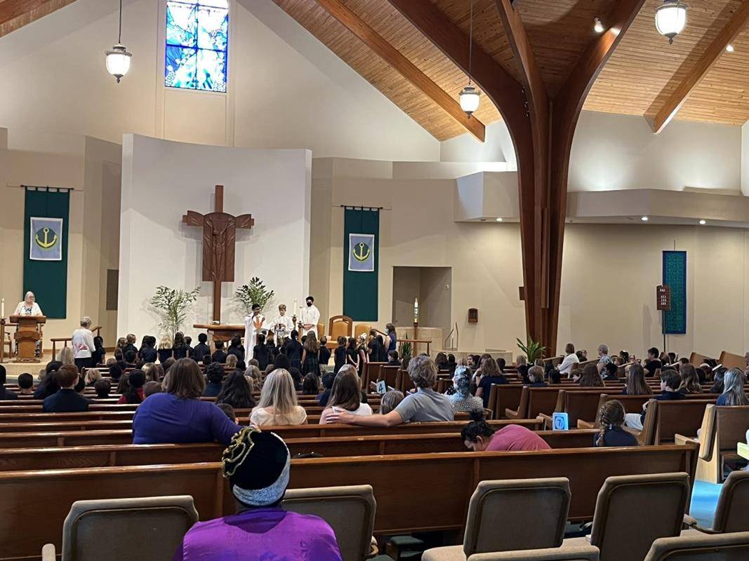 Immaculate Heart of Mary School had its first school Mass Aug. 23. Father Baiju Paul reminded students to “be who you are and be that well!” All classes were blessed and sent forth to do their best and keep Jesus in their hearts.