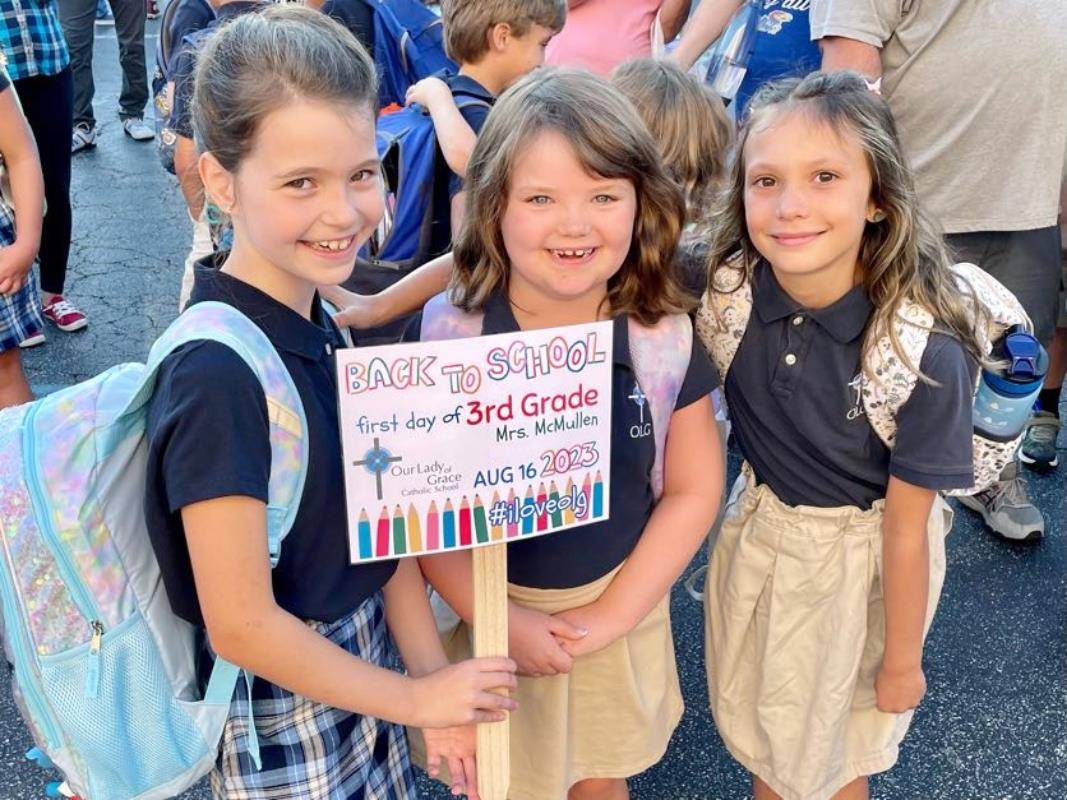 Third grade students return to Our Lady of Grace School excited for the new year. 