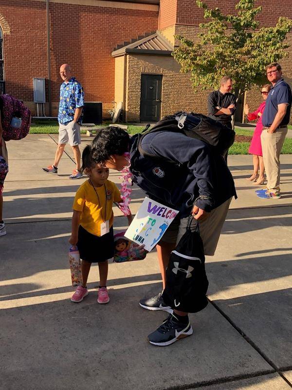 Students return to Sacred Heart School.