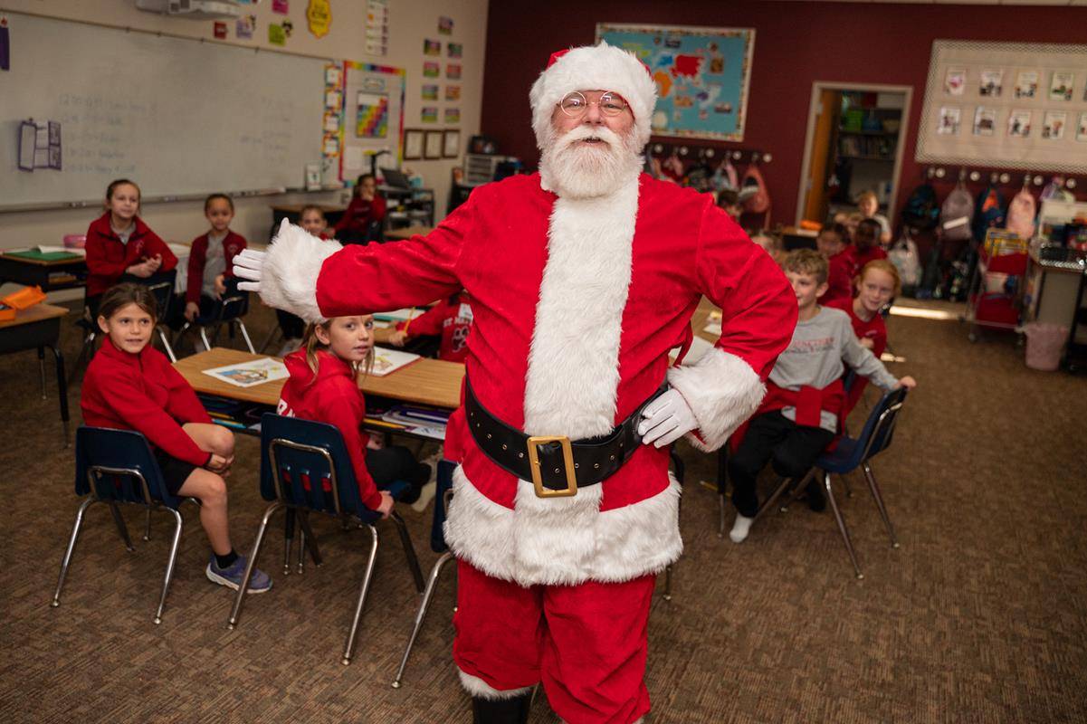 At St. Matthew School in Charlotte, students placed their shoes in the hallway and they were filled with treats by St. Nicholas, who also visited with the children, teaching them about the true story of his life.