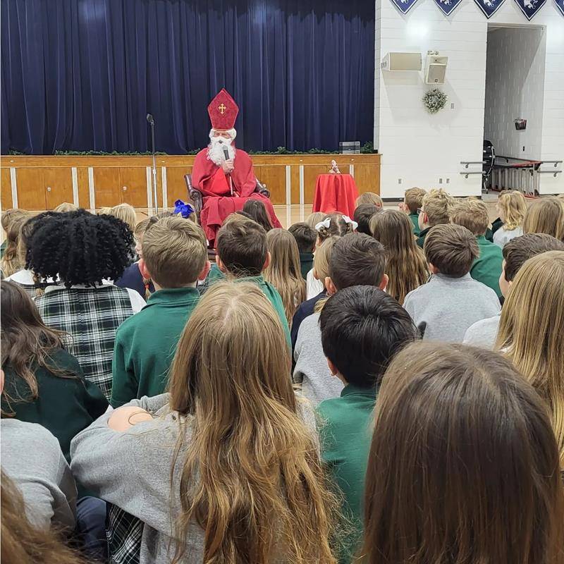 He read a special book to them by Jeanne Pieper titled, 