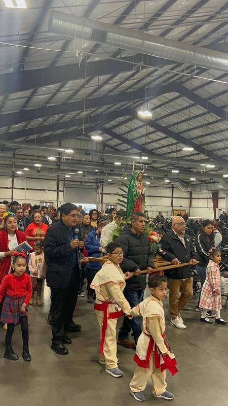 Our Lady of Guadaulpe celebrations in Asheville included a procession, followed by Mass, Mañanitas, dancing, and representation of the Guadalupan apparitions.