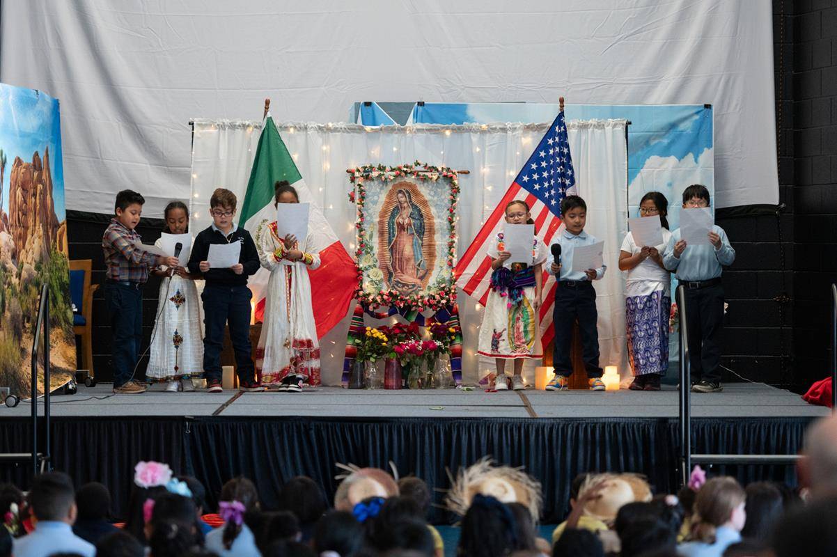 Students at Our Lady of the Assumption School celebrate the Feast of Our Lady of Guadalupe.