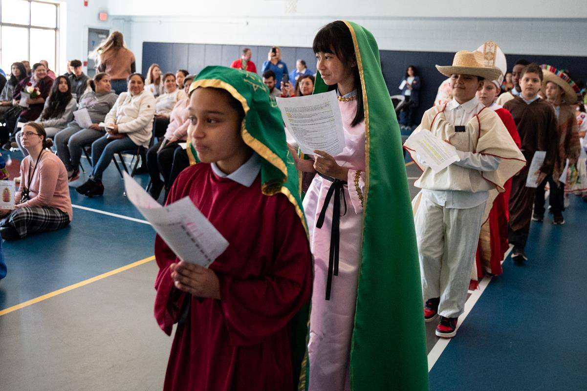Students at Our Lady of the Assumption School celebrate the Feast of Our Lady of Guadalupe.