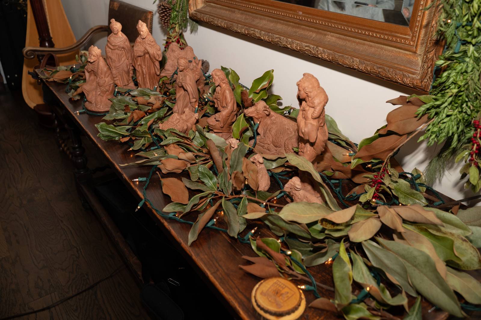 The college seminary was decorated for the Christmas holiday using greenery found on the property.