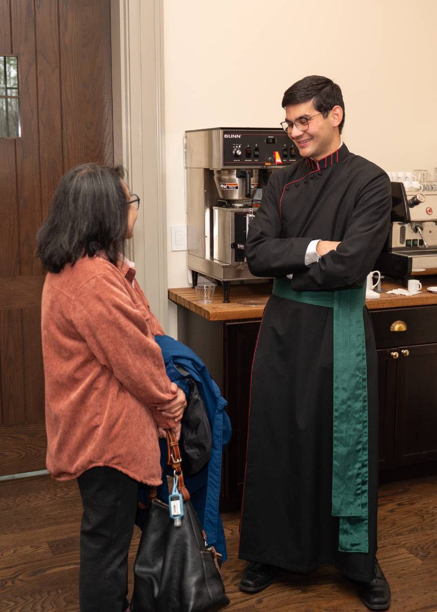Seminarian Matthew Sie helped greet visitors.