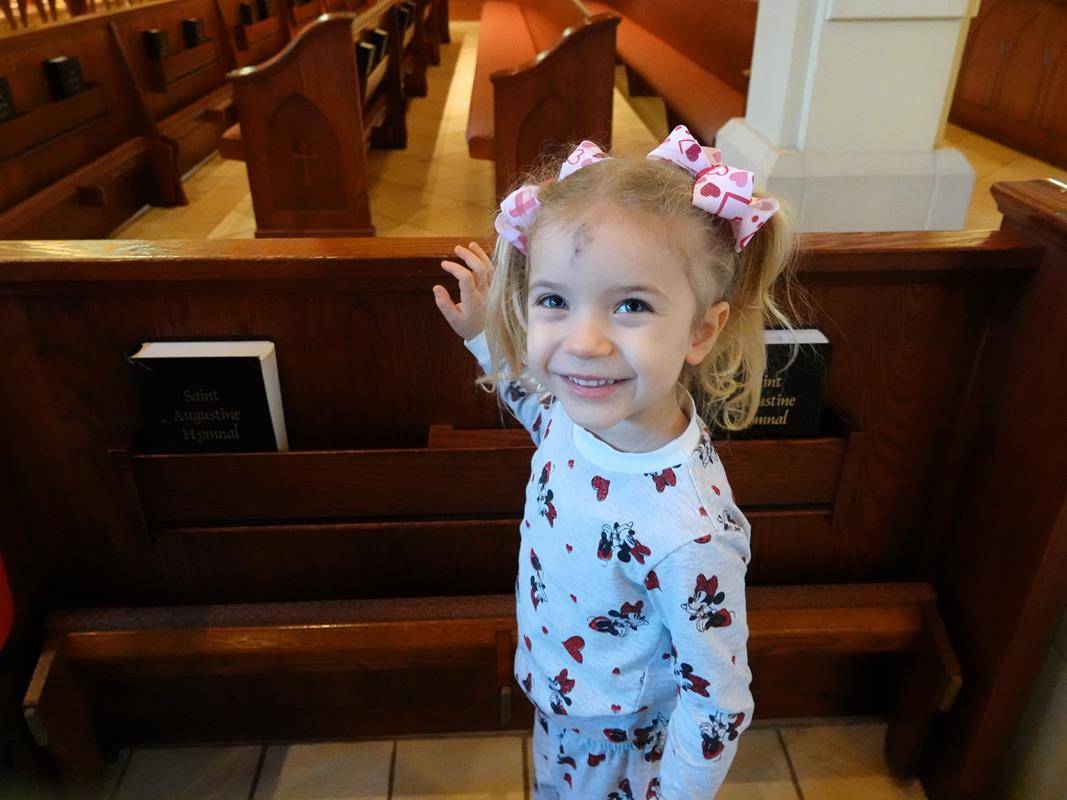 Father John Putnam and Deacon Tom McGahey held a special Liturgy of the Word and Ashes service for St. Mark School’s preschool students. 