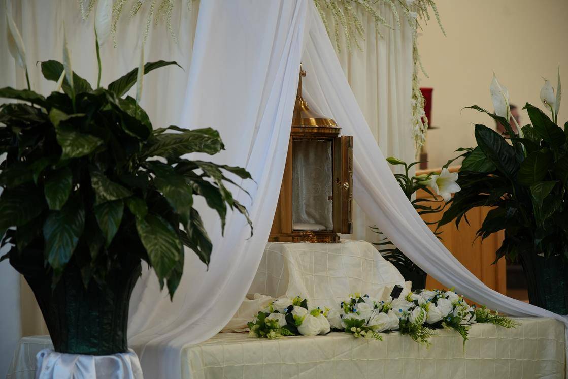 Altar of repose at Our Lady of Mercy Church in Winston-Salem