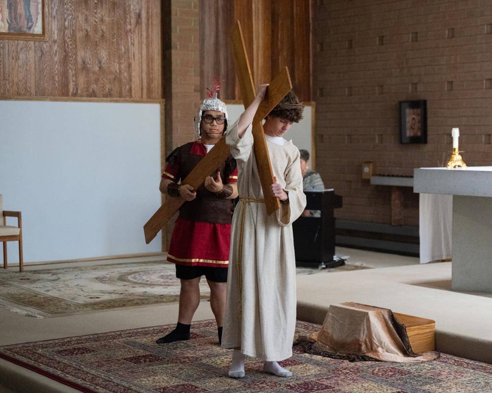 Living Stations of the Cross at Queen of the Apostles Church in Belmont.