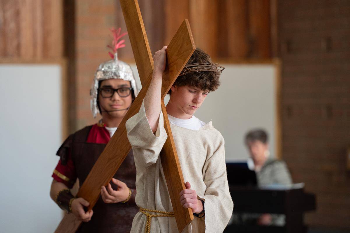 Living Stations of the Cross at Queen of the Apostles Church in Belmont.