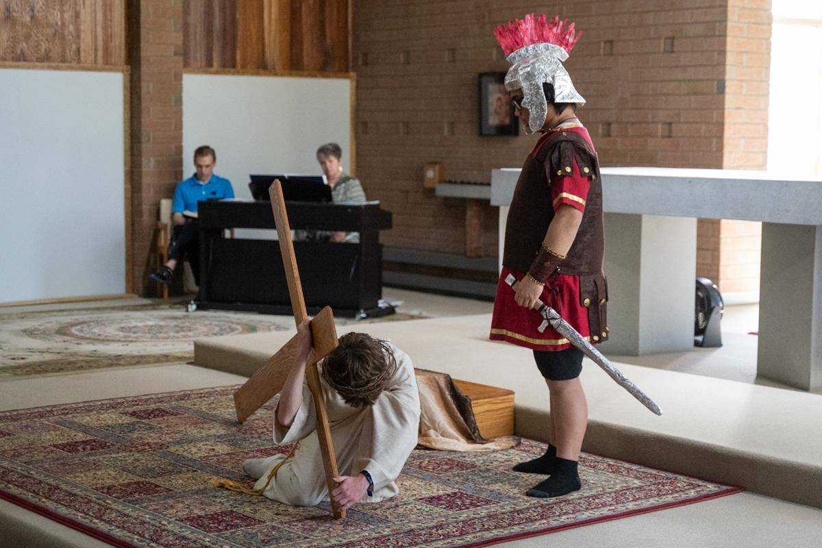 Living Stations of the Cross at Queen of the Apostles Church in Belmont.
