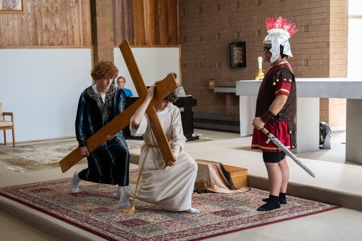 Living Stations of the Cross at Queen of the Apostles Church in Belmont.