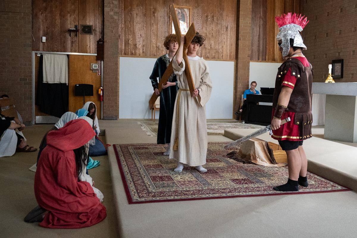 Living Stations of the Cross at Queen of the Apostles Church in Belmont.