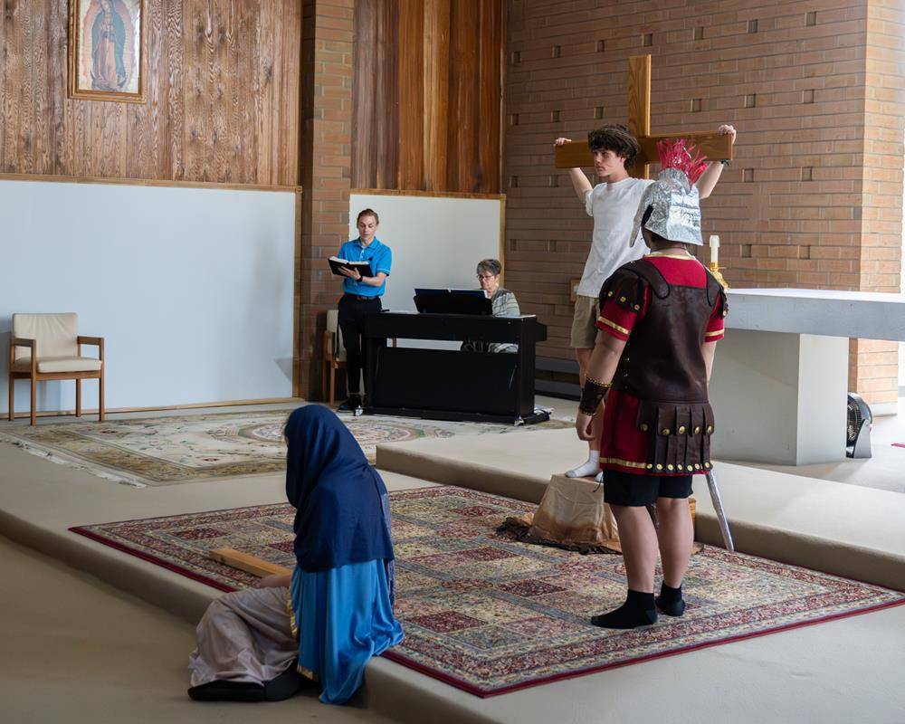 Living Stations of the Cross at Queen of the Apostles Church in Belmont.