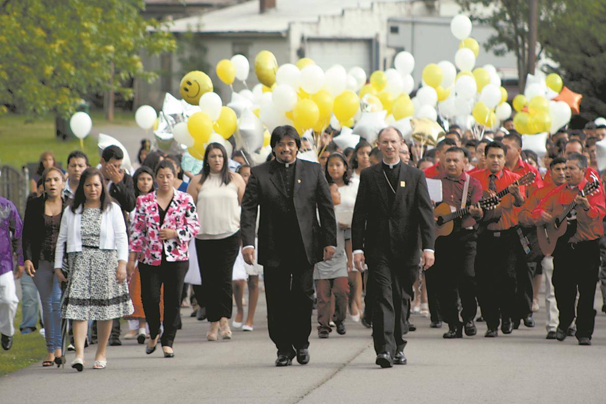 Visiting Divine Redeemer Parish in Boonville.