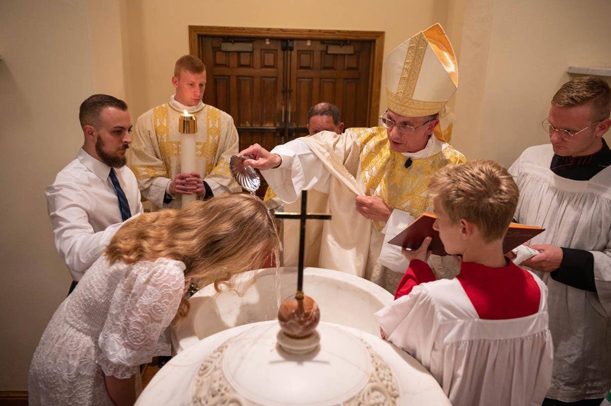 Baptism at Easter Vigil in 2023.