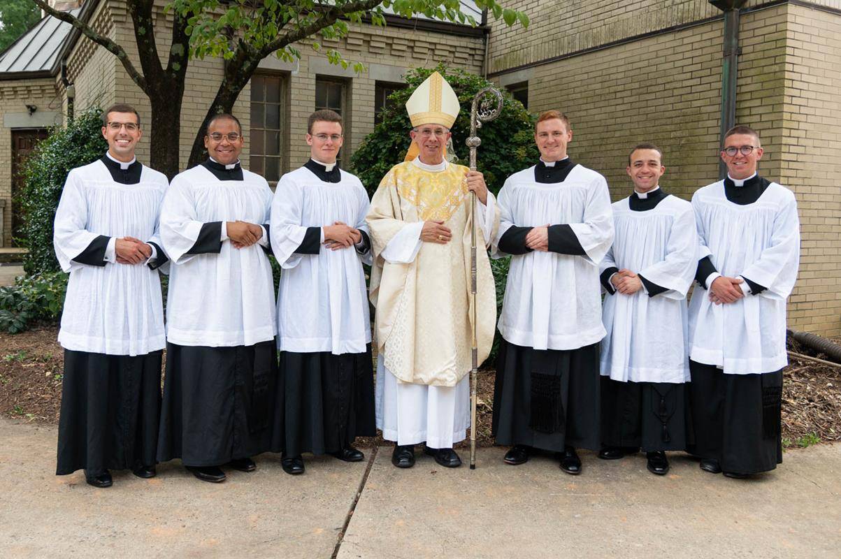 Bishop Jugis with six seminarians admitted to candidacy for holy orders in 2023