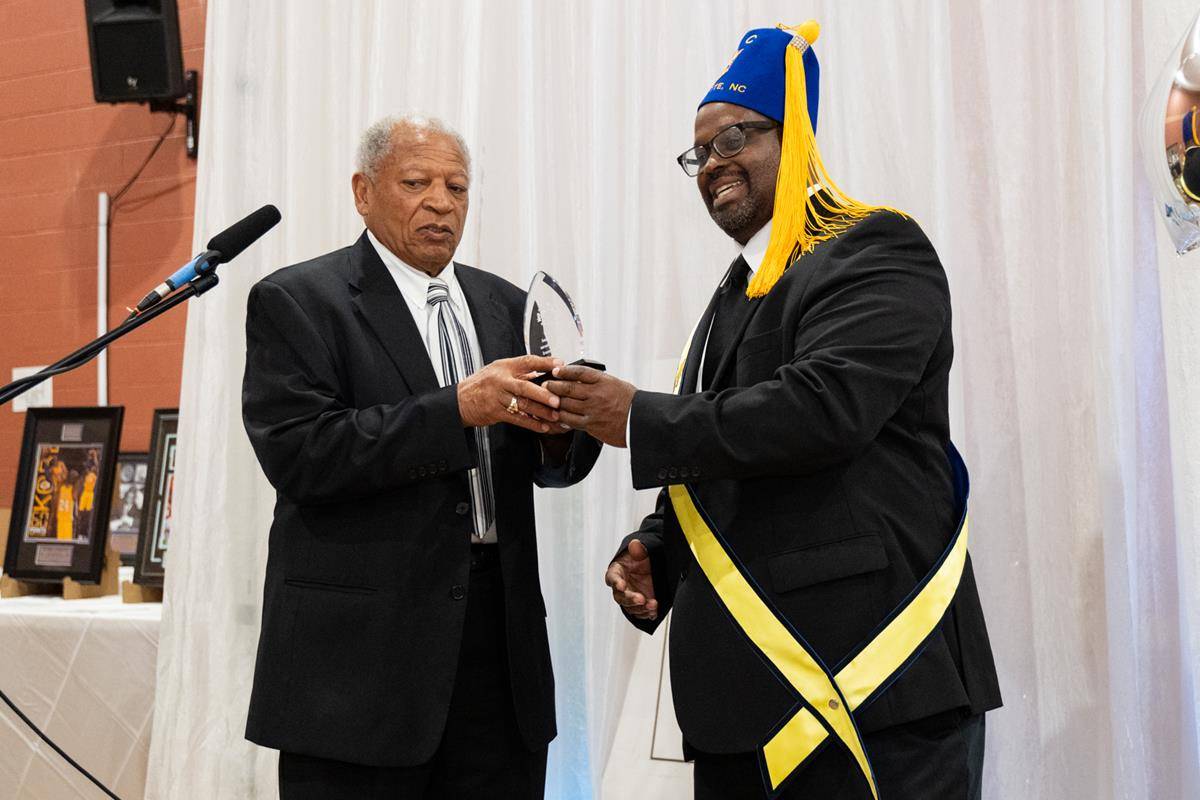 Walter Hand, Belmont’s first African American police officer, received the Military Veteran and Pioneer Award