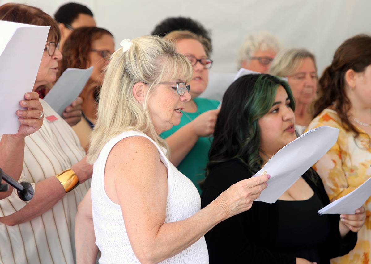 Holy Spirit parishioners gathered for the groundbreaking ceremony in a large tent next to the construction site.