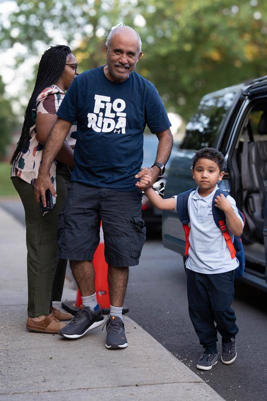 Lots of smiles on the first day of school at Our Lady of the Assumption School in Charlotte.