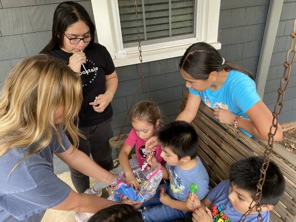 Candy brought by the diocesan team was a hit with local kids.