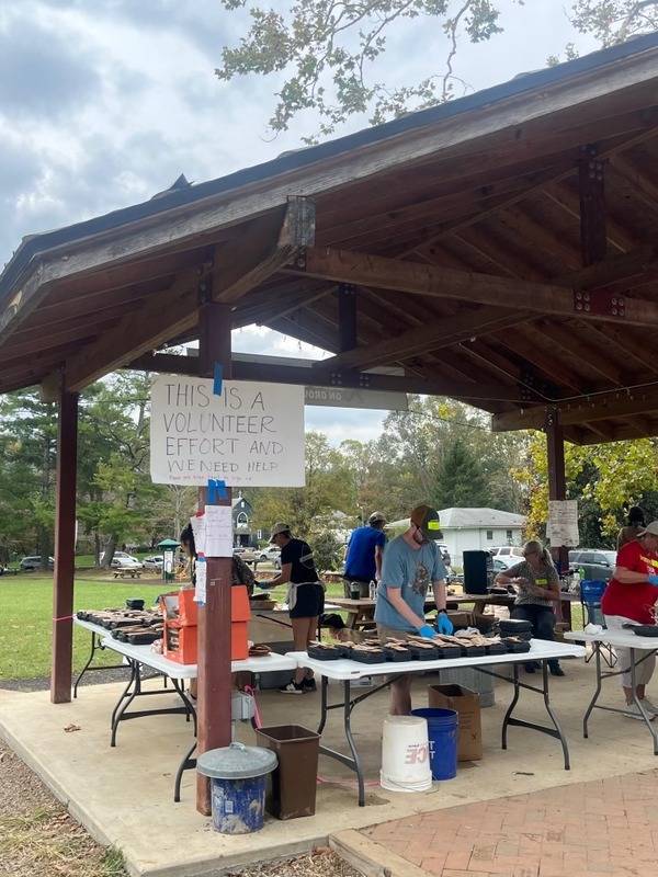 Grovemont Park adjacent to St. Margaret Mary Church in Swannanoa is serving as a site for hot meals and other aid.