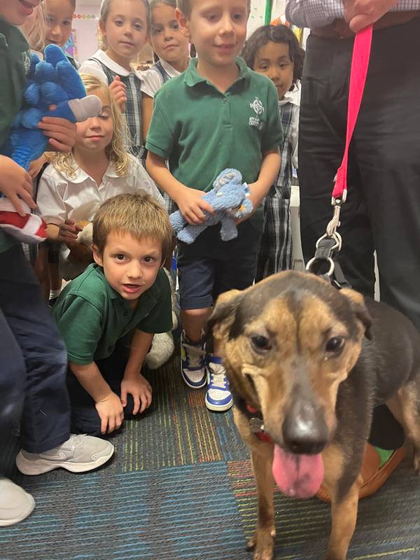 For the Feast of St. Francis of Assisi, St. Patrick School students and faculty welcomed a couple of four-legged special guests to their Charlotte school, Cassius and Fraiser.