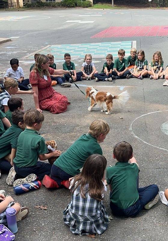 For the Feast of St. Francis of Assisi, St. Patrick School students and faculty welcomed a couple of four-legged special guests to their Charlotte school, Cassius and Fraiser.