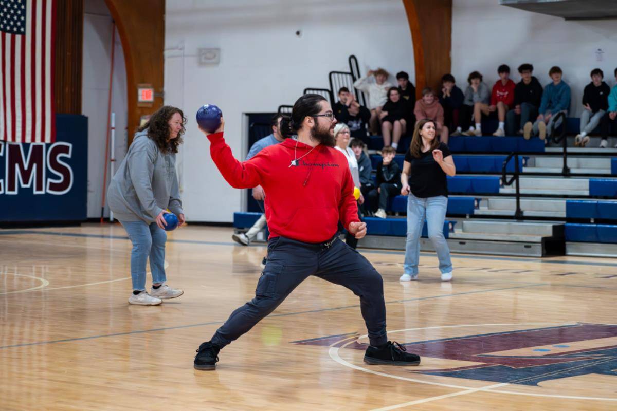 The final day of Catholic Schools Week at Holy Trinity Middle School started with some friendly competition in the gymnasium. Holy Trinity students and staff took to the court for several friendly games of dodgeball.