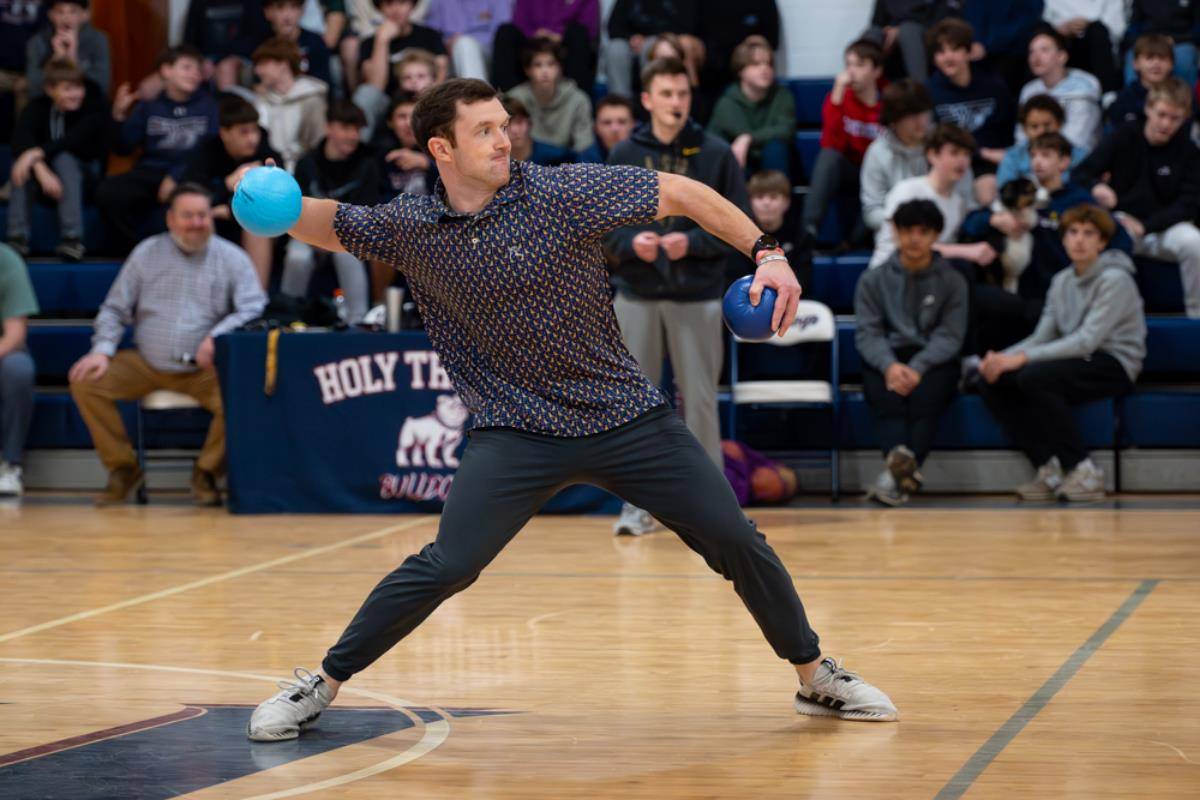 The final day of Catholic Schools Week at Holy Trinity Middle School started with some friendly competition in the gymnasium. Holy Trinity students and staff took to the court for several friendly games of dodgeball.