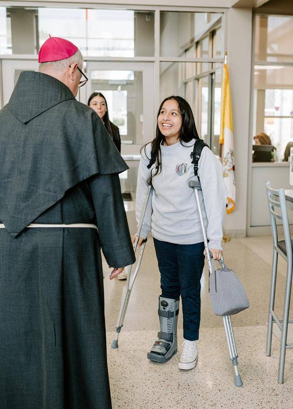Bishop Martin visited Christ the King High School in Huntersville to start Catholic Schools Week.