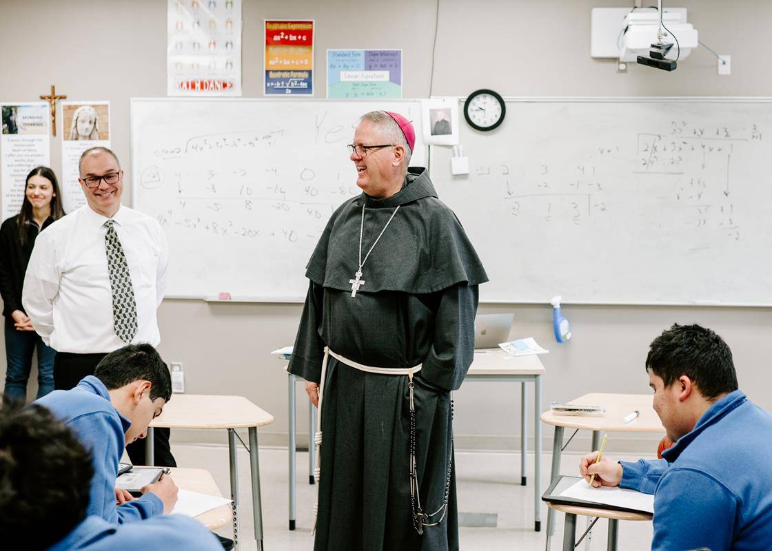 Bishop Martin visited Christ the King High School in Huntersville to start Catholic Schools Week.