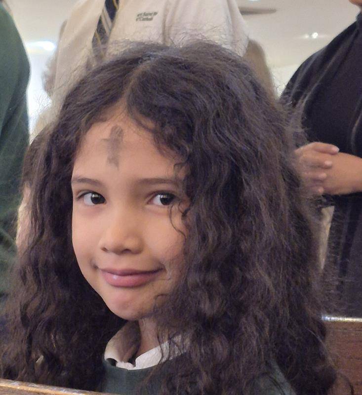 Students at St. Michael School in Gastonia receive ashes for the start of Lent.