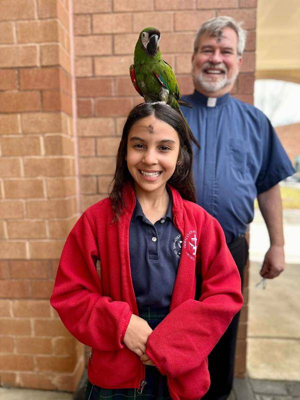Father Patrick reminded students at Immaculate Heart of Mary in High Point of the three things we will be focusing on for the next 40 days: prayer, fasting, and almsgiving.