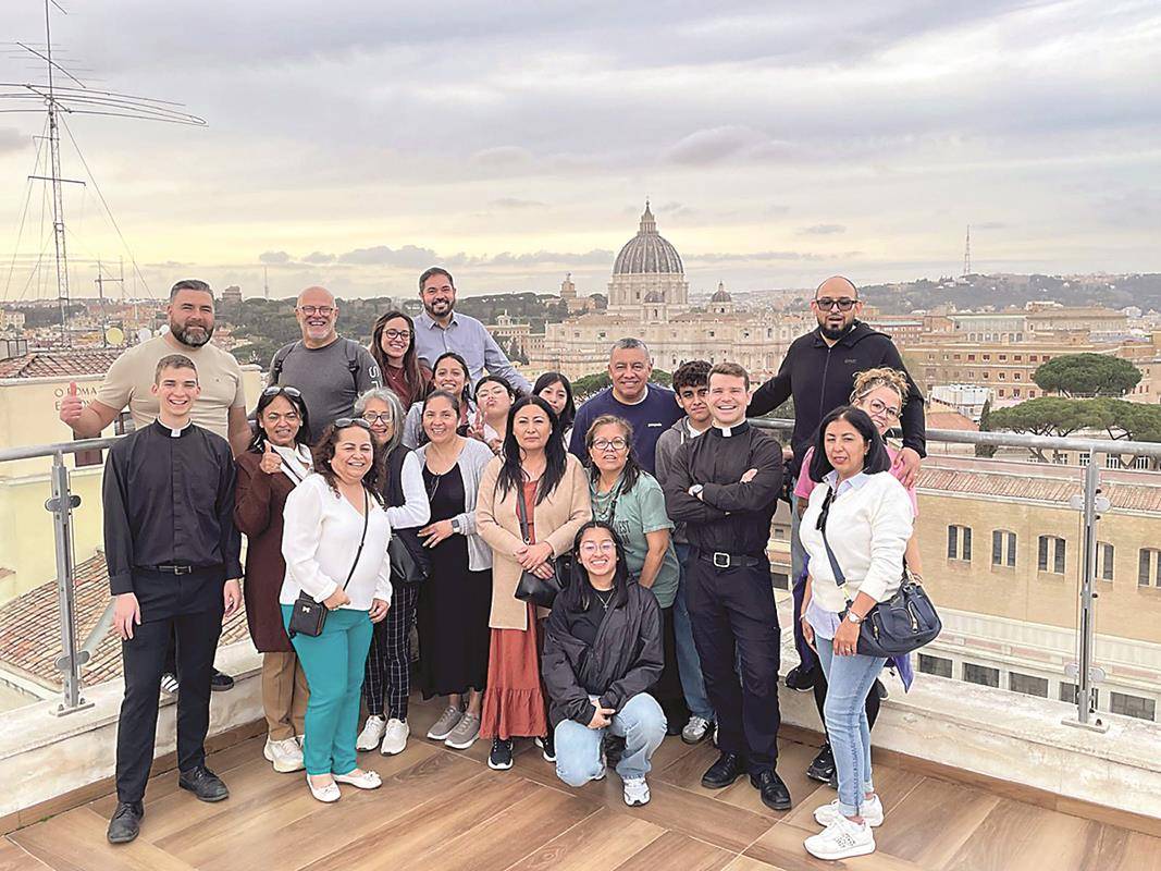 Father Julio Domínguez, the diocese’s Vicar of Hispanic Ministry, led parishioners to iconic sites in Rome.