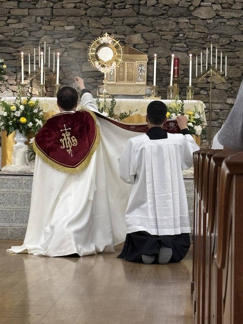 With only a few hours’ notice, about 200 people came Monday night to Immaculate Conception Church in Hendersonville for a Holy Hour and prayer service, led by pastor Father Andres Gutierrez. (Photo by Brittany Whitehead)