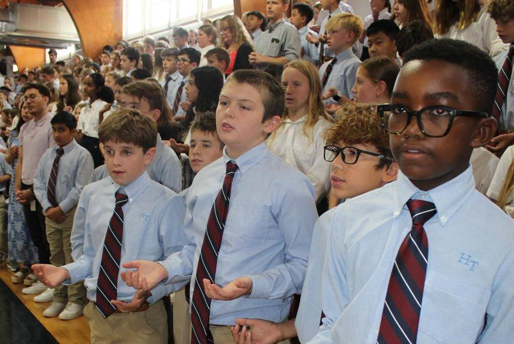 Students at Holy Trinity Middle School attend the first Mass of the year. 