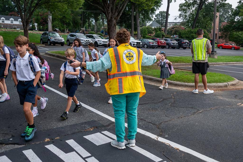 Students head back to school at St. Gabriel School in Charlotte. 