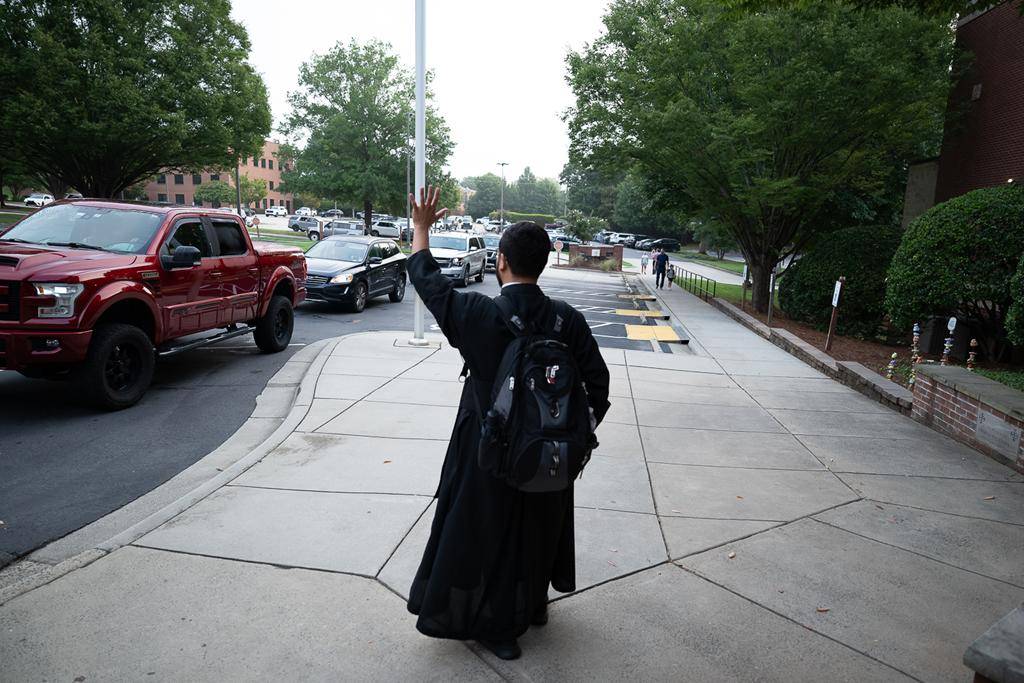 Students head back to school at St. Gabriel School in Charlotte. 