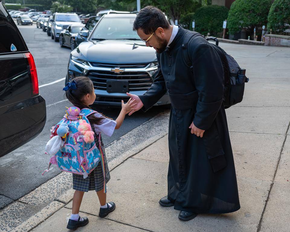 Students head back to school at St. Gabriel School in Charlotte. 