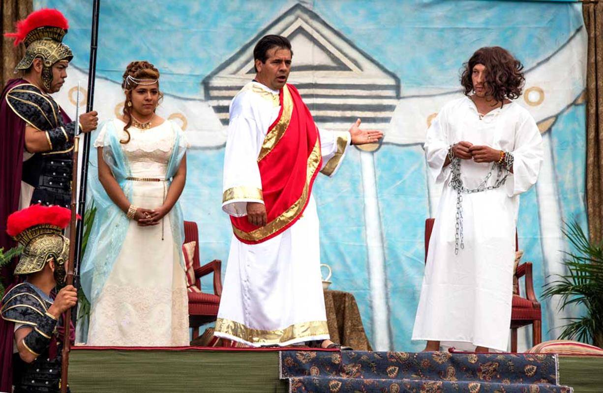 FRANKLIN — Youth performance of the living Stations of the Cross at St. Francis of Assisi Church in Franklin. (Photo by Vickie Provost)