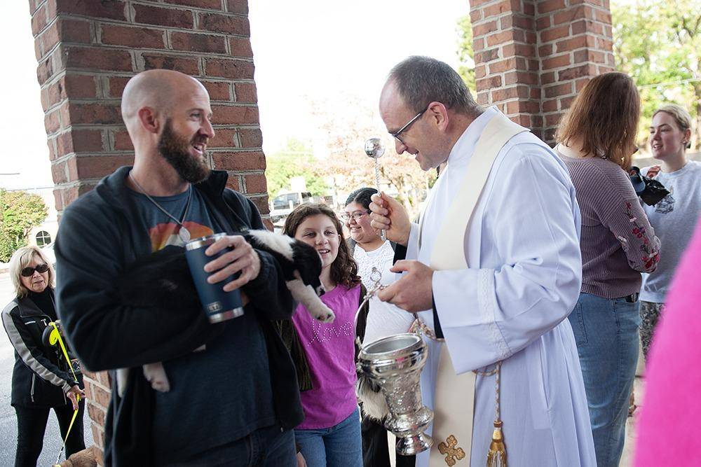Young puppies and older dogs were among the pets blessed.