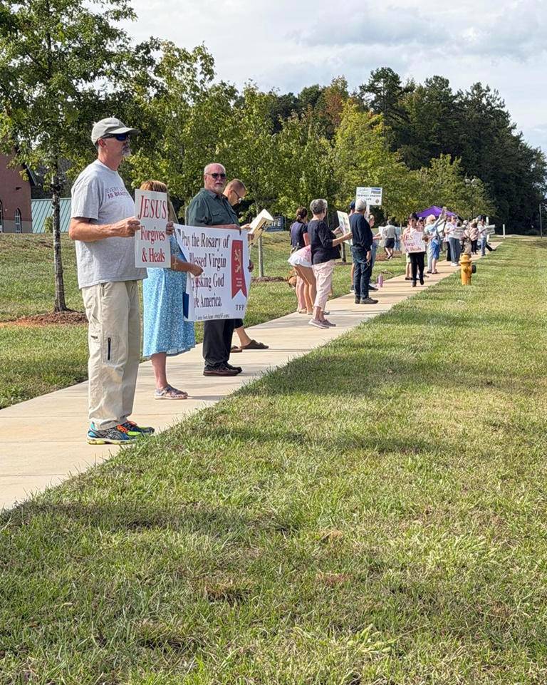 The largest group of parishioners to date from St. Luke in Mint Hill gathered on Respect Life Sunday — more than 100 people participated. 