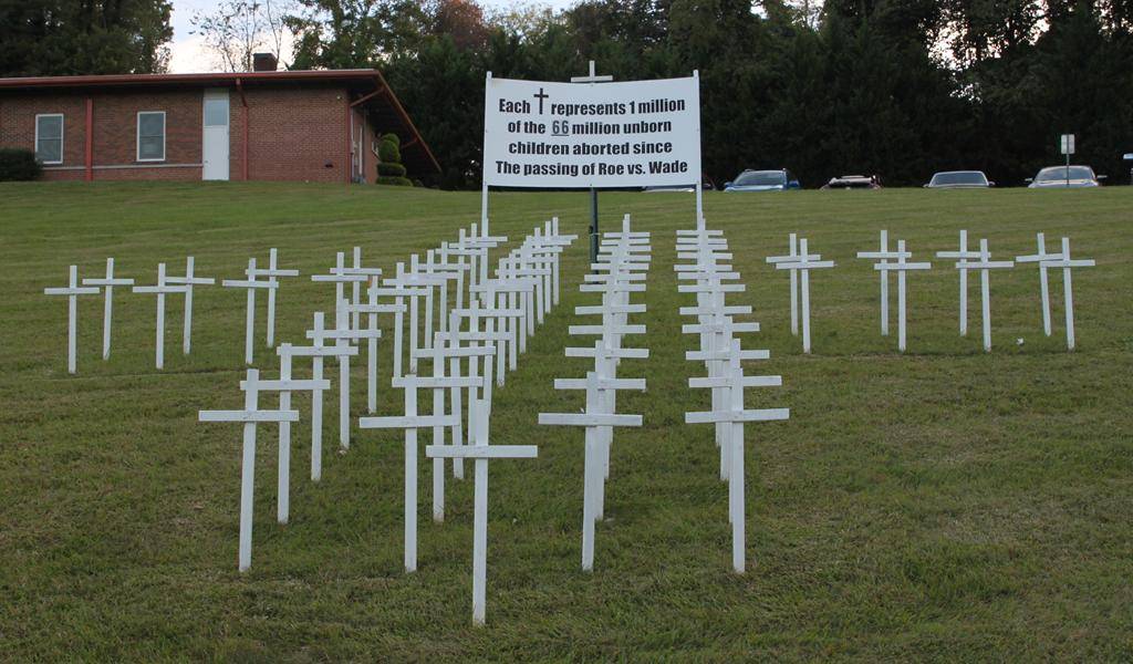 Memorial for the unborn outside St. Francis of Assisi Church. 