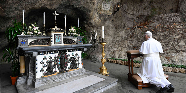 Pope Leo prays at Vatican's Lourdes grotto for the sick on World Day of the Sick